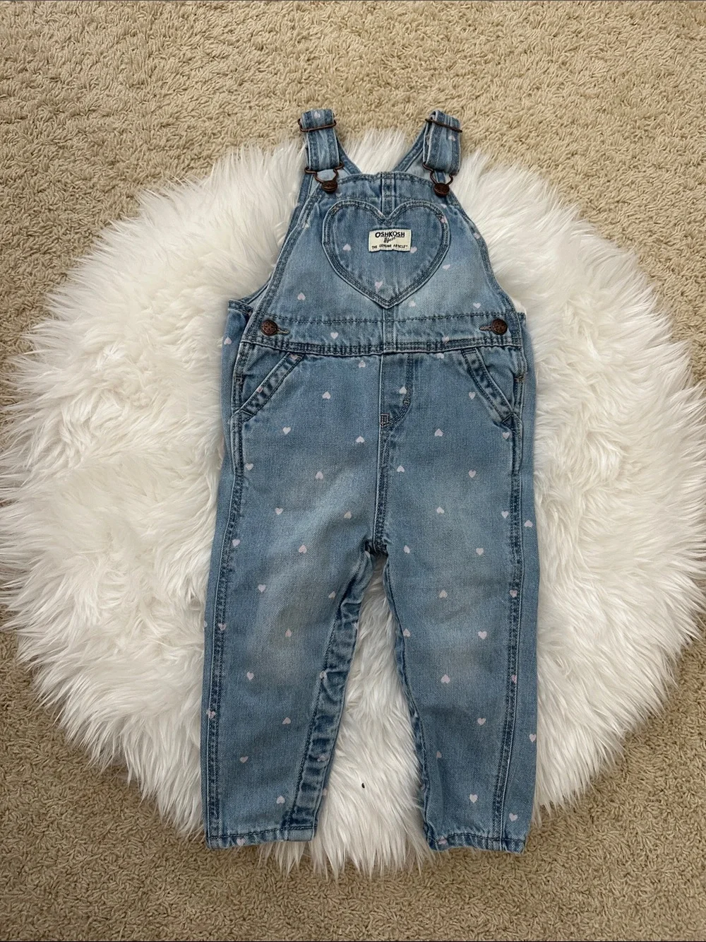 OshKosh B'gosh Denim Overalls with Pink Heart Detail